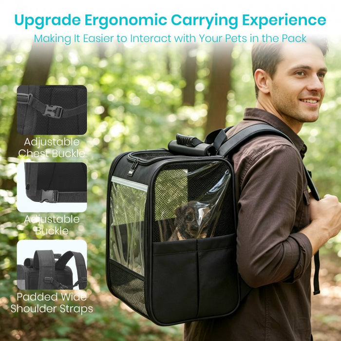 Foldable and Pet Backpack Carrier Travel Bag for Cats and Small Dogs – PTD2640 – Black