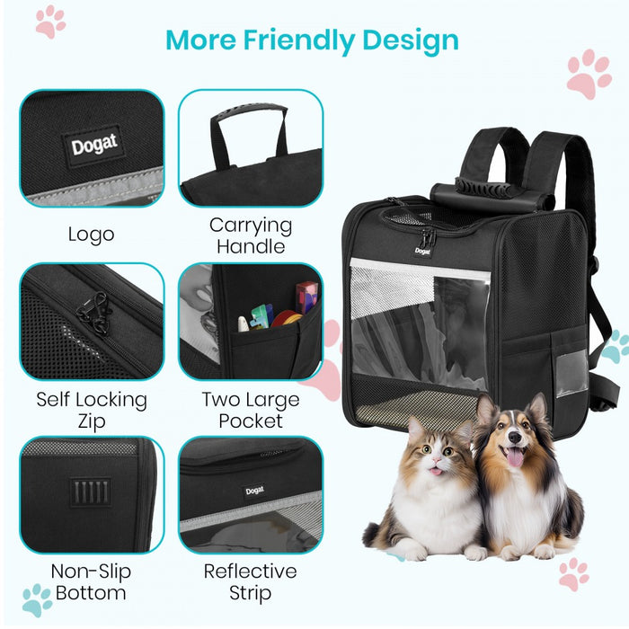 Foldable and Pet Backpack Carrier Travel Bag for Cats and Small Dogs – PTD2640 – Black