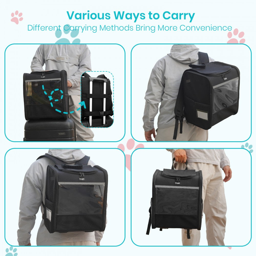 Foldable and Pet Backpack Carrier Travel Bag for Cats and Small Dogs – PTD2640 – Black