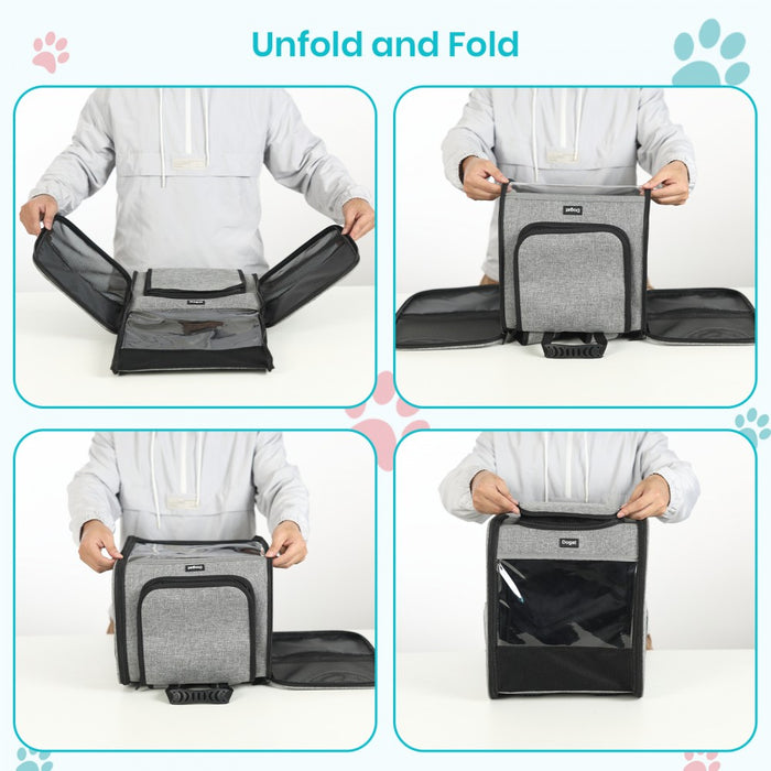 Foldable and Pet Backpack Carrier Travel Bag for Cats and Small Dogs – PTD2640 – Grey