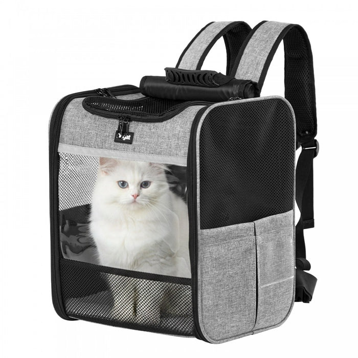 Foldable and Pet Backpack Carrier Travel Bag for Cats and Small Dogs – PTD2640 – Grey