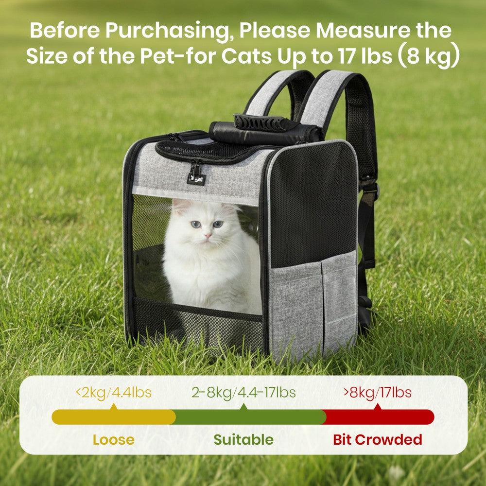 Foldable and Pet Backpack Carrier Travel Bag for Cats and Small Dogs – PTD2640 – Grey