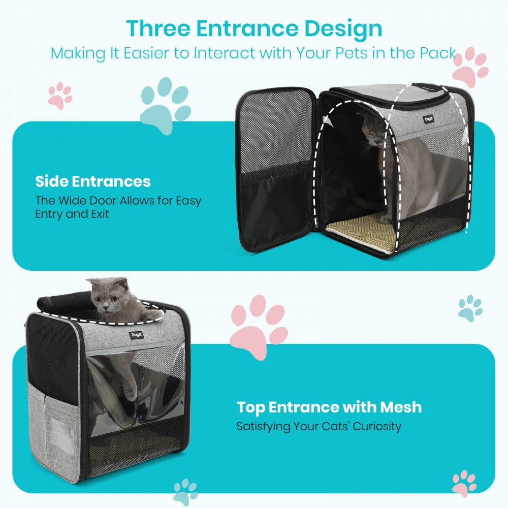 Foldable and Pet Backpack Carrier Travel Bag for Cats and Small Dogs – PTD2640 – Grey