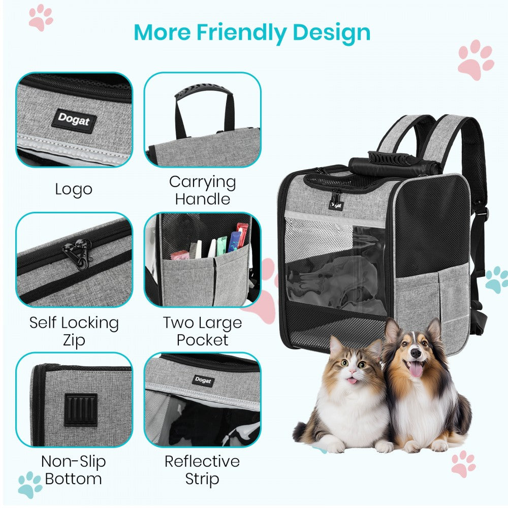 Foldable and Pet Backpack Carrier Travel Bag for Cats and Small Dogs – PTD2640 – Grey