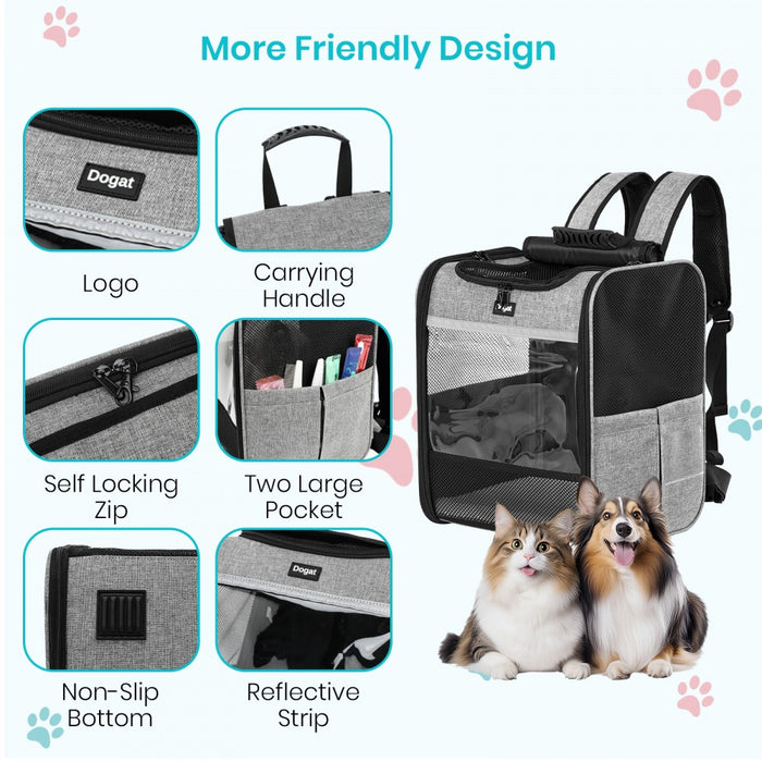 Foldable and Pet Backpack Carrier Travel Bag for Cats and Small Dogs – PTD2640 – Grey