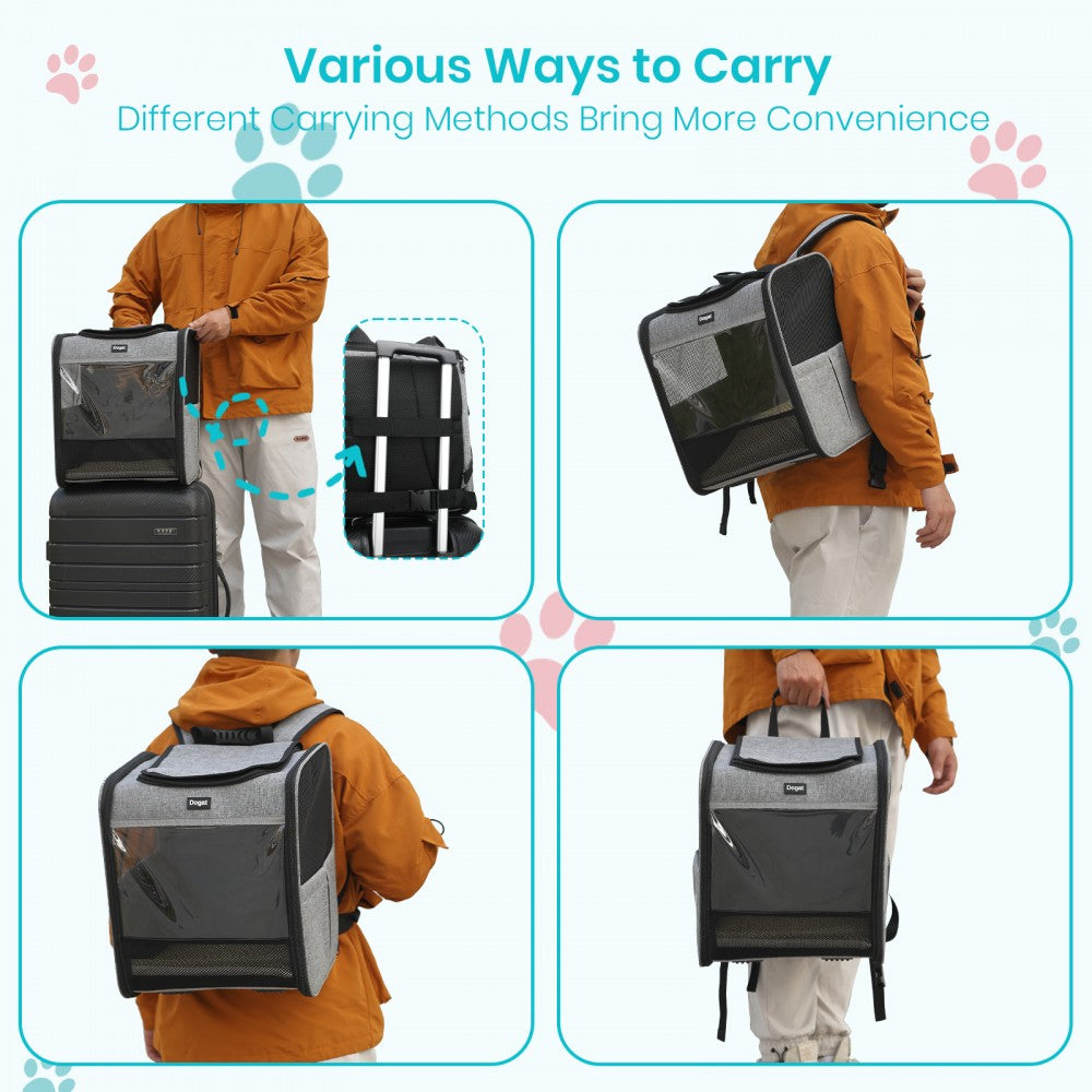 Foldable and Pet Backpack Carrier Travel Bag for Cats and Small Dogs – PTD2640 – Grey