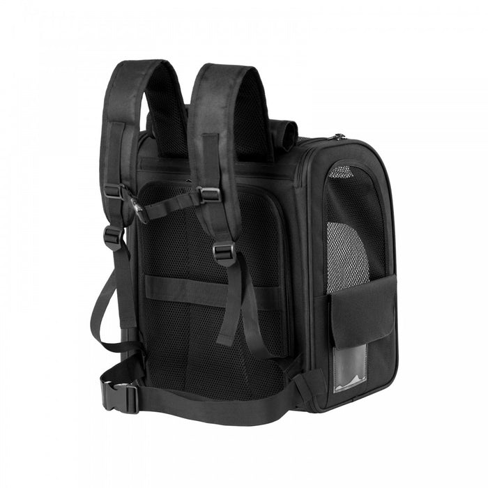 Expandable and Foldable Pet Backpack Carrier with Ventilated Mesh Windows – PTD2641 – Black