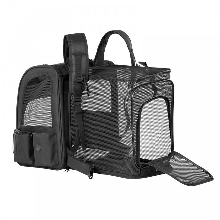 Expandable and Foldable Pet Backpack Carrier with Ventilated Mesh Windows – PTD2641 – Black