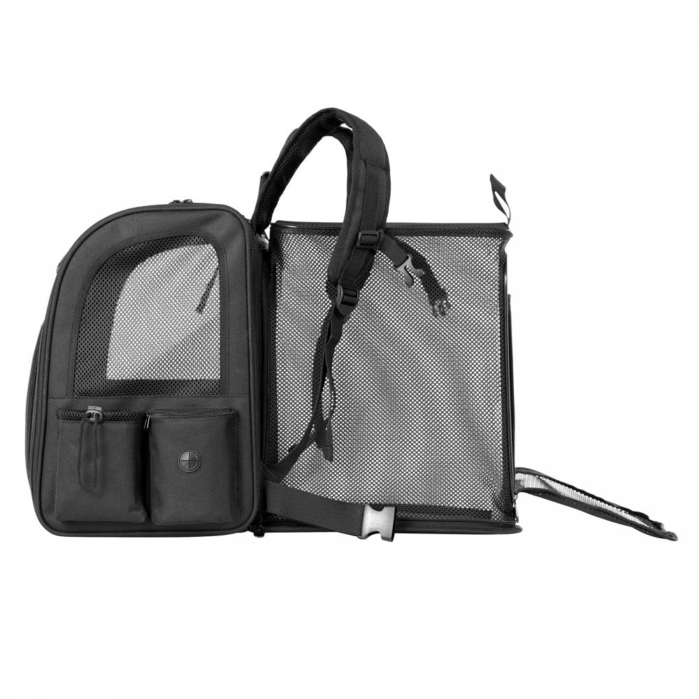 Expandable and Foldable Pet Backpack Carrier with Ventilated Mesh Windows – PTD2641 – Black