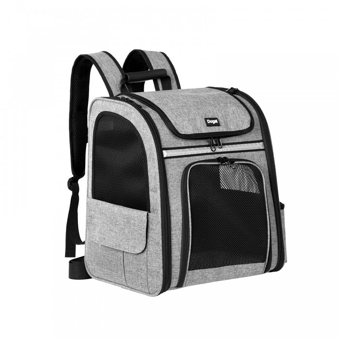 Expandable and Foldable Pet Backpack Carrier with Ventilated Mesh Windows – PTD2641 – Grey