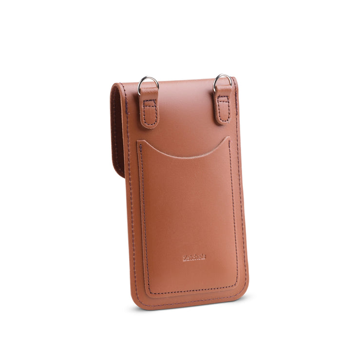Handmade Leather Mobile Phone Pouch Plus - Chestnut