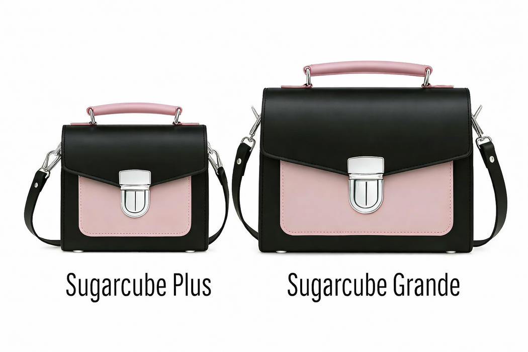 Handmade Leather Sugarcube Handbag - Rose Truffle