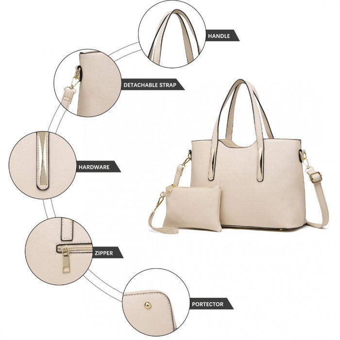 PU Leather Handbag and Purse – Beige