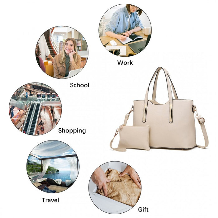 PU Leather Handbag and Purse – Beige