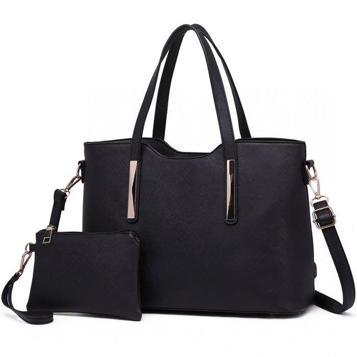 PU Leather Handbag and Purse – Black
