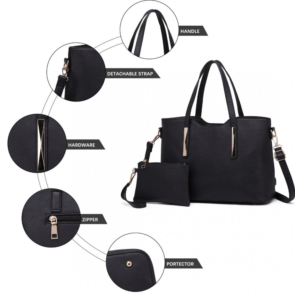 PU Leather Handbag and Purse – Black