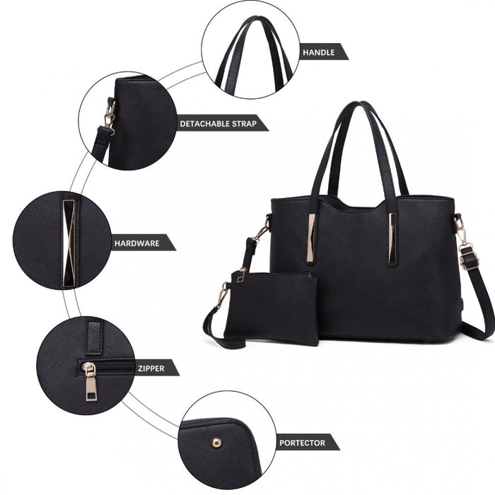 PU Leather Handbag and Purse – Black
