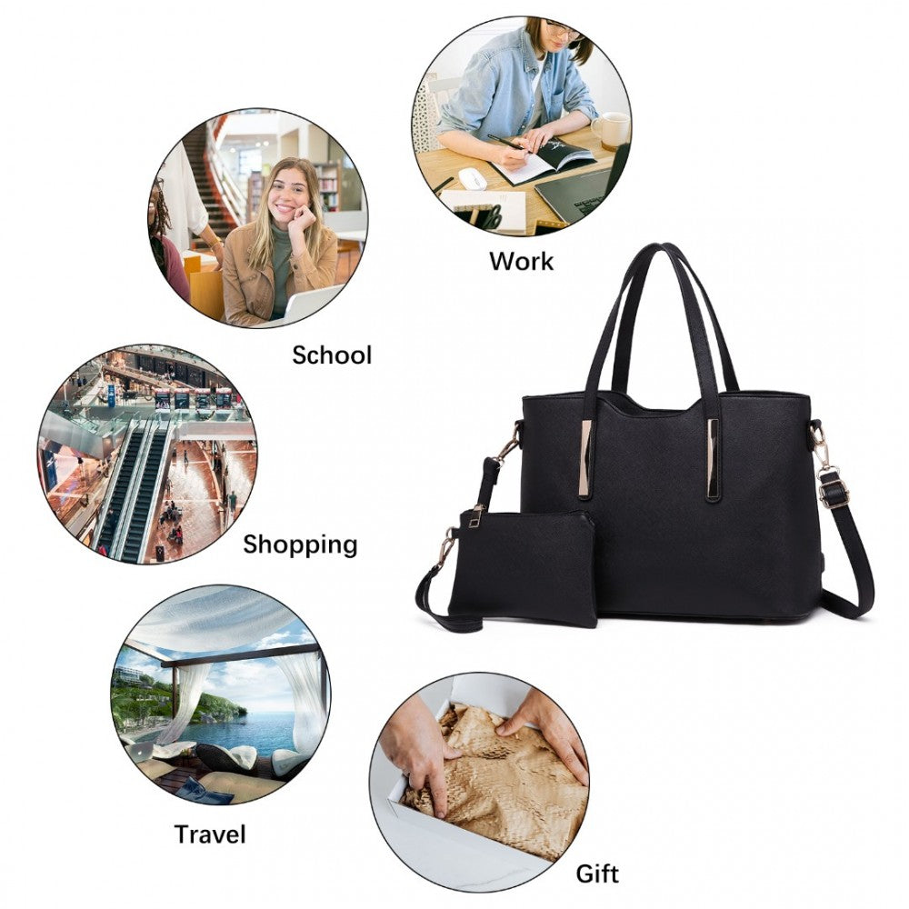 PU Leather Handbag and Purse – Black