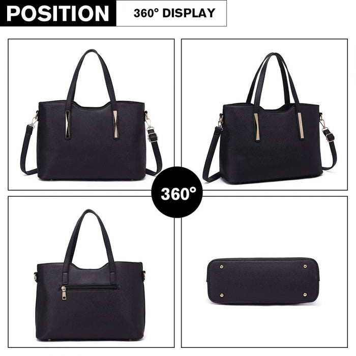 PU Leather Handbag and Purse – Black