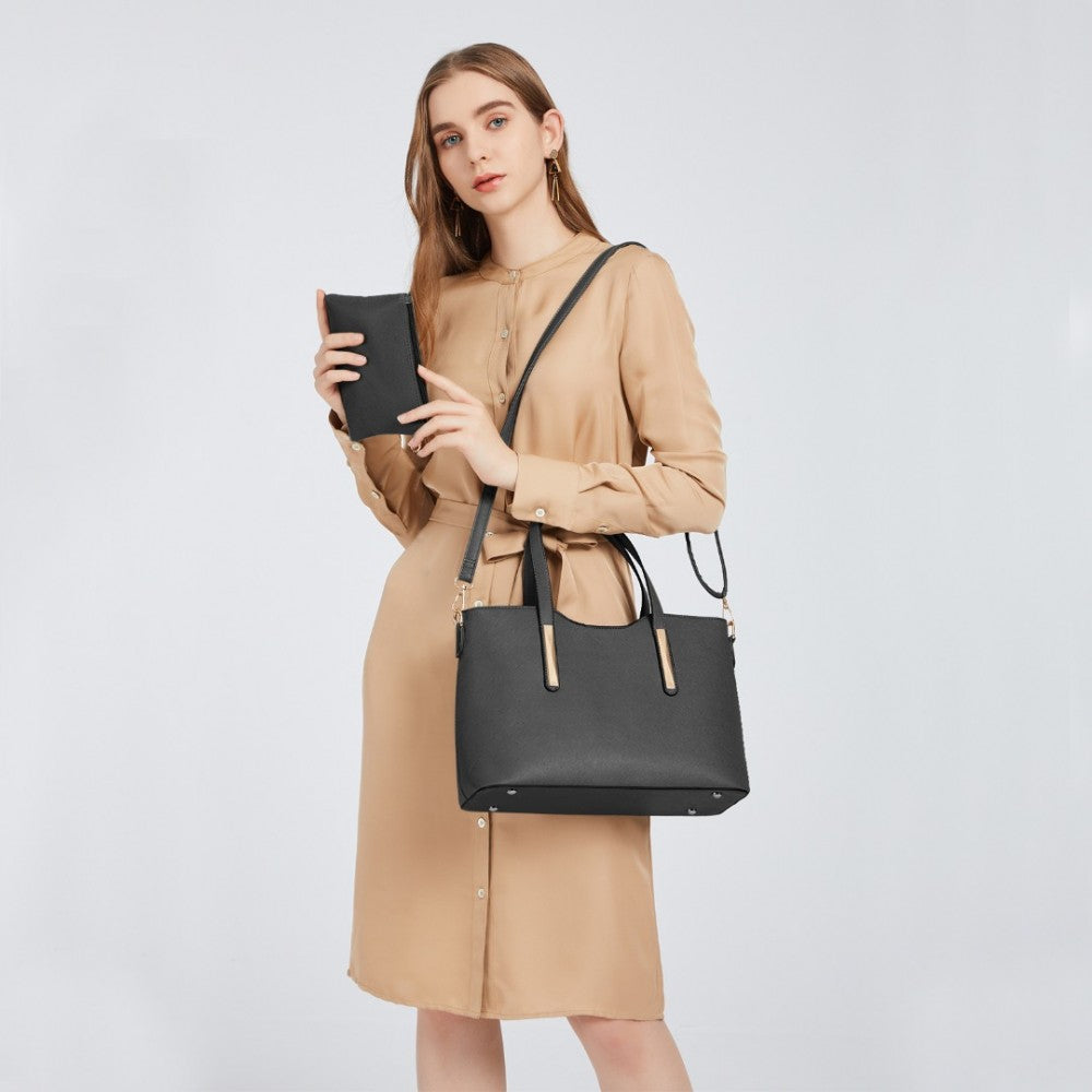 PU Leather Handbag and Purse – Black