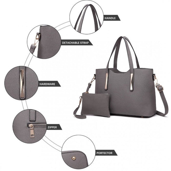 PU Leather Handbag and Purse – Grey