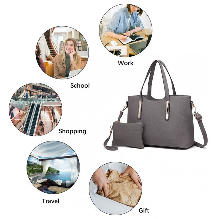 PU Leather Handbag and Purse – Grey
