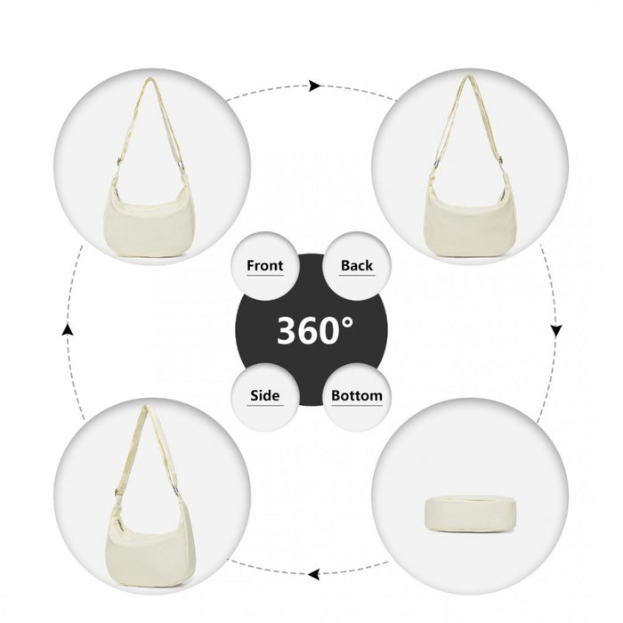 Water-Resistant Portable Crescent Shoulder Crossbody Bag – Beige