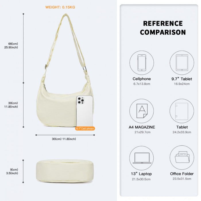 Water-Resistant Portable Crescent Shoulder Crossbody Bag – Beige