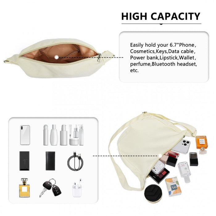 Water-Resistant Portable Crescent Shoulder Crossbody Bag – Beige