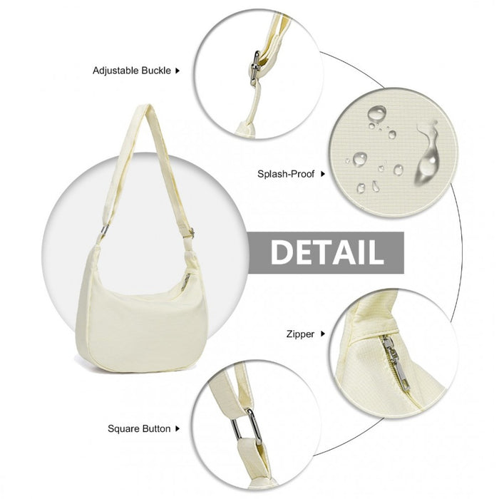 Water-Resistant Portable Crescent Shoulder Crossbody Bag – Beige