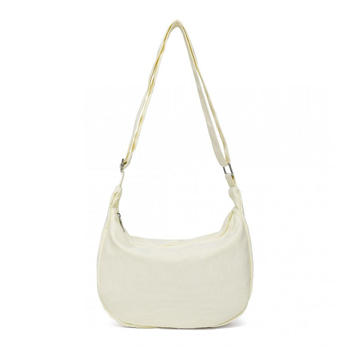 Water-Resistant Portable Crescent Shoulder Crossbody Bag – Beige