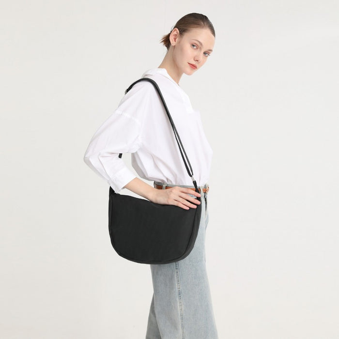Water-Resistant Portable Crescent Shoulder Crossbody Bag – Purple