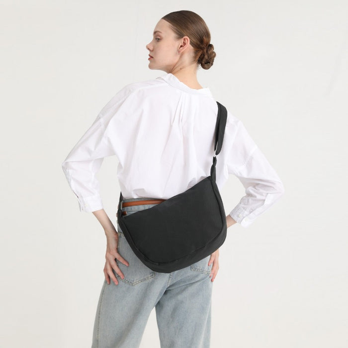 Water-Resistant Portable Crescent Shoulder Crossbody Bag – Purple