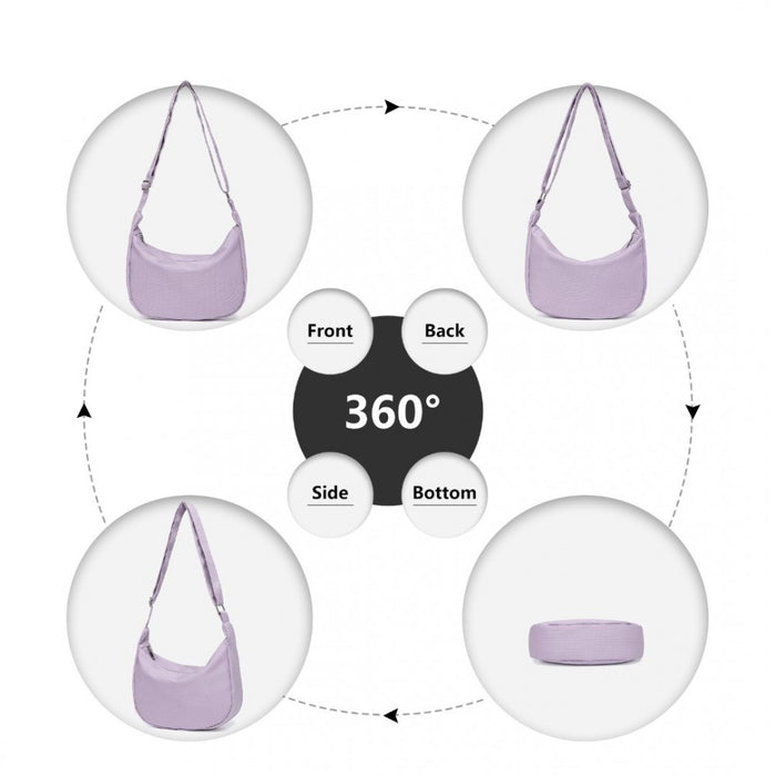 Water-Resistant Portable Crescent Shoulder Crossbody Bag – Purple