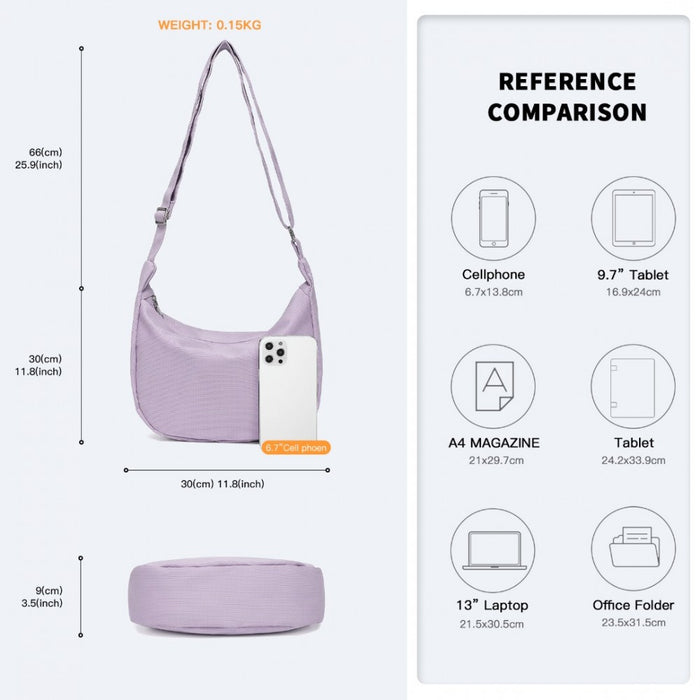 Water-Resistant Portable Crescent Shoulder Crossbody Bag – Purple