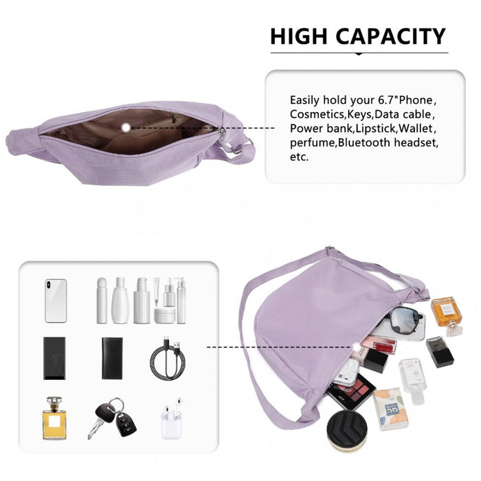 Water-Resistant Portable Crescent Shoulder Crossbody Bag – Purple