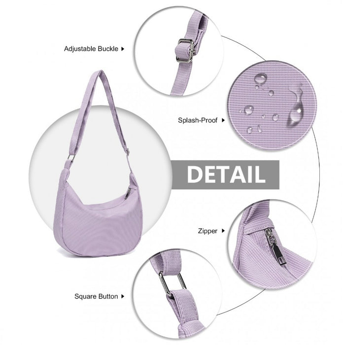 Water-Resistant Portable Crescent Shoulder Crossbody Bag – Purple