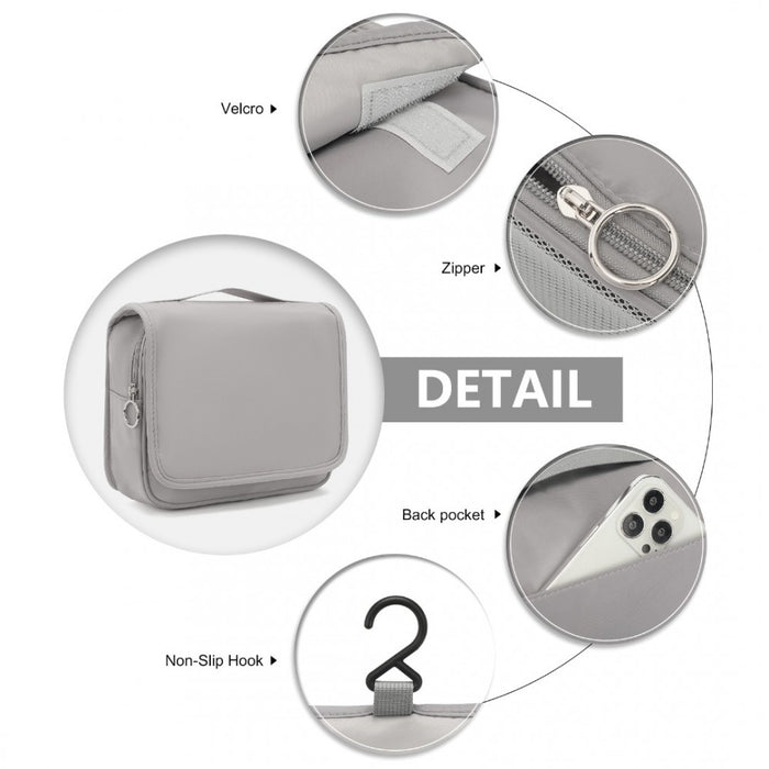 Classic Hanging Multi-Pocket Waterproof Travel Makeup Bag – Grey