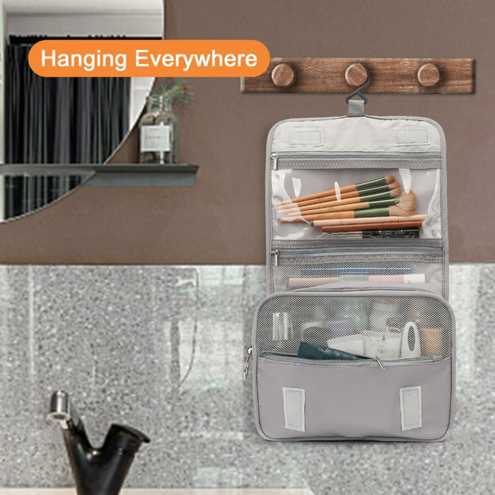 Classic Hanging Multi-Pocket Waterproof Travel Makeup Bag – Grey
