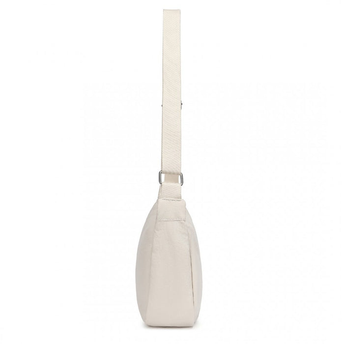 S2415 - Portable Water-resistant Nylon Crossbody Bag With Comfortable Cotton Strap - Beige