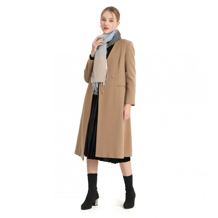 Acrylic Fashion Women's Long Shawl Grid Tassel Winter Warm Oversized Scarf – Navy