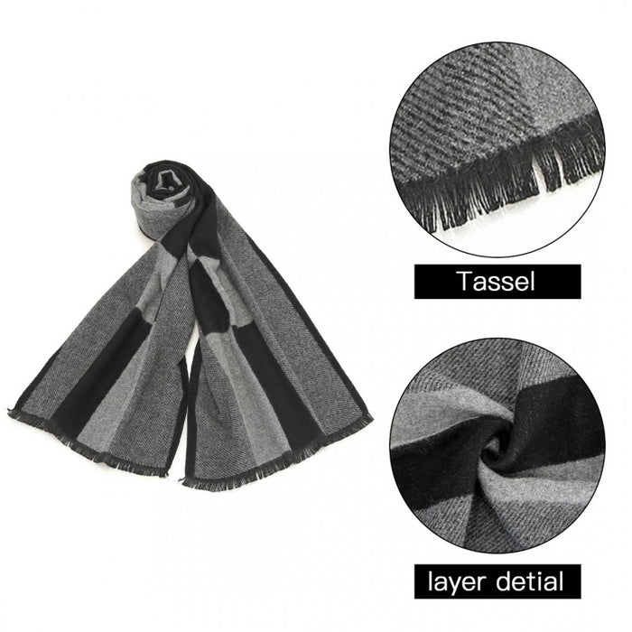 Men's Fashion Irregular Grid Winter Scarf – Black