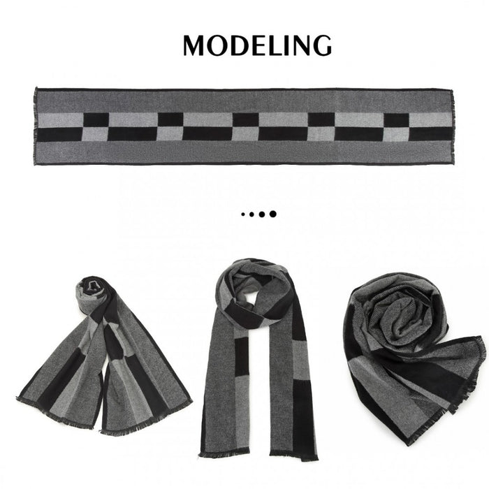 Men's Fashion Irregular Grid Winter Scarf – Black