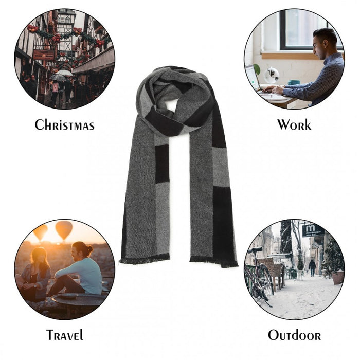 Men's Fashion Irregular Grid Winter Scarf – Black
