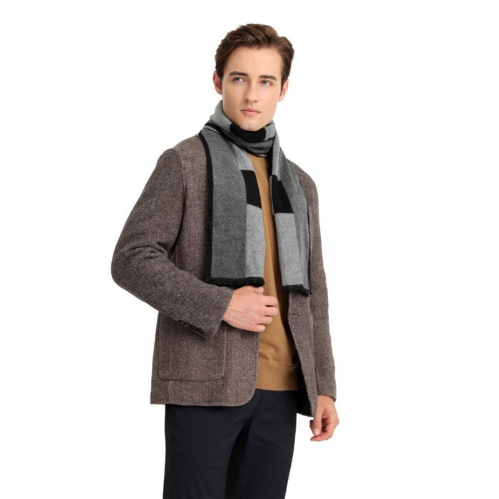 Men's Fashion Irregular Grid Winter Scarf – Black
