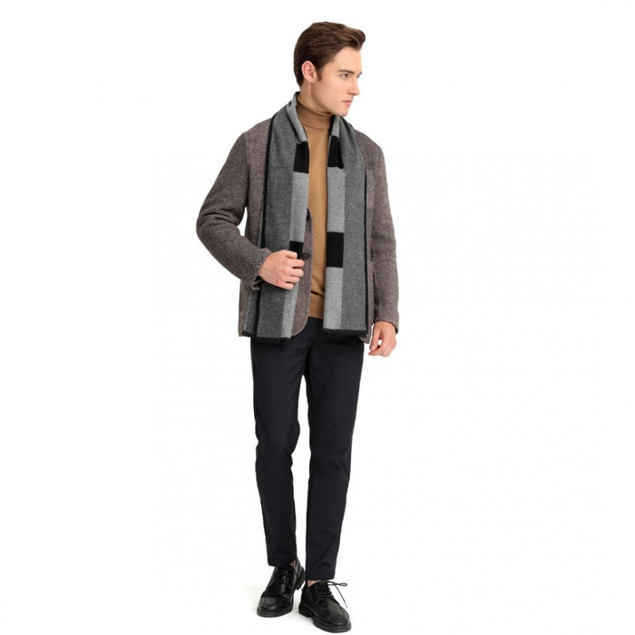 Men's Fashion Irregular Grid Winter Scarf – Black