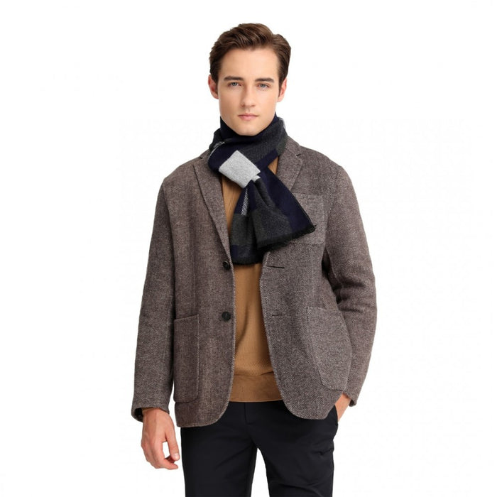 Men's Fashion Irregular Grid Winter Scarf – Navy