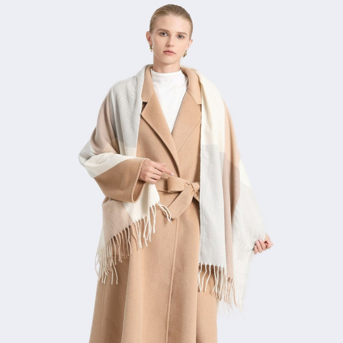 Colour-Block Scarf with Fringe Detailing – Oversized Design – SFN4401 – Camel