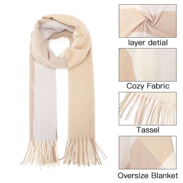 Colour-Block Scarf with Fringe Detailing – Oversized Design – SFN4401 – Camel