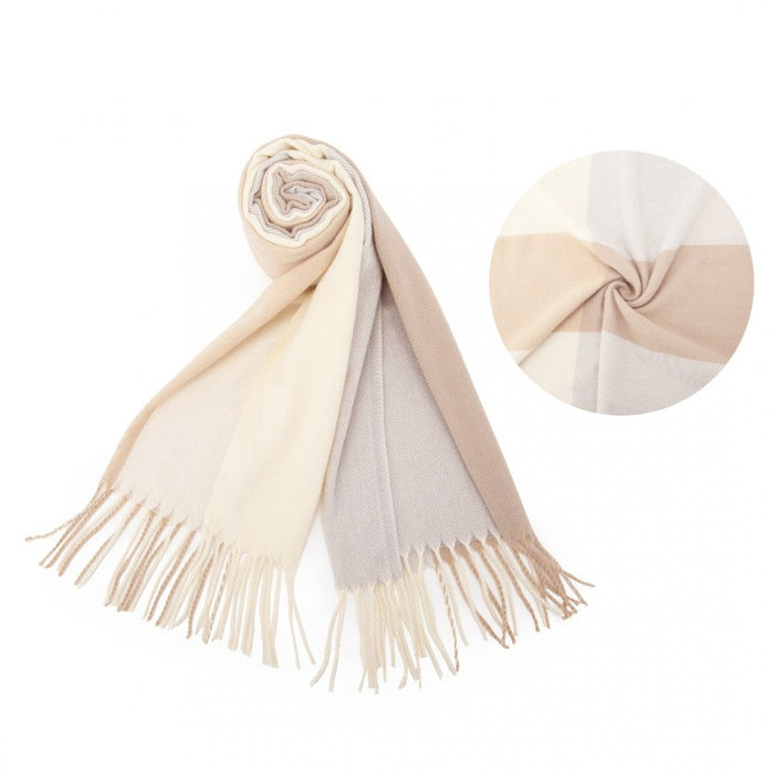 Colour-Block Scarf with Fringe Detailing – Oversized Design – SFN4401 – Camel